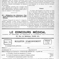 0508 - Page XXXIX-637 - Correspondance. Questions diverses. Prélèvent de 10% sur les honoraires d’assistance médicale gratuite / Obligations des détenteurs d’appareils électriques à l'égard de la radiodiffusion