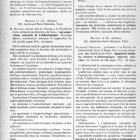 0545 - Page 482 - Partie scientifique. L’actualité scientifique. Les Livres. Les maladies exotiques dans la pratique médicale des pays tempérés. (La pathologie du colonial rapatrié), par F. Blanc et L. -A. Bordes, Gaston Doin et Cie, éditeurs, Paris (VIe) / Les acquisitions nouvelles de l’endocrinologie, par R. Rivoire, Masson et Cie, éditeurs, Paris / Barème des accidents du travail et des maladies professionnelles, par Dr Lucien Mayet, A. Poinat, éditeur, Paris (VIe) / Apoplexies Viscérales, séreuses et hémorragiques (infarctus viscéraux), par Raymond Grégoire et Roger Couvelaire, Masson et Cie, éditeurs, Paris