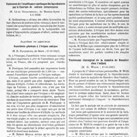 0608 - Page 545 - Partie scientifique. L’actualité scientifique. Les Sociétés Savantes. Paris. Académie de médecine. Traitement de l’insuffisance cardiaque des basedowiens par le fluorure de sodium intraveineux, 4-1-1938 / Académie de chirurgie. Anesthésie générale à l’évipan sodique, 17-11-1937 / Traitement chirurgical de la maladie de Basedow chez l’enfant, 17-11-1937