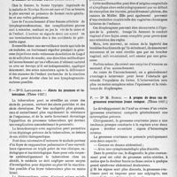 0614 - Page 551 - Partie scientifique. L’actualité scientifique. Les thèses. Complications obstétricales de la maladie de Nicolas Favre, par Dr R. Borde. (Thèse 1937) / Abcès du poumon et tuberculose, par Dr G. Laplanche (Thèse 1937) / A propos de trois cas inédits de cloisonnement transversal du vagin, Dr A. Guillou (Thèse 1937) / A propos de deux cas de grossesse ovarienne jeune rompue, par Dr M. Robin (Thèse 1937)