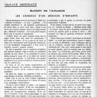 0616 - Page 553 - Partie professionnelle, Hygiène, Assistance, Mutualité, Intérêts corporatifs, Variétés. Travaux originaux. Bulletin de l’Actualité. Les conseils d'un médecin d’enfants [G. Lavalée]
