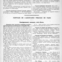 0635 - Page 572 - Partie professionnelle, Hygiène, Assistance, Mutualité, Intérêts corporatifs, Variétés. Faculté de médecine de Paris. Enseignement et actes de la Faculté / Hôpitaux de l'assistance publique de Paris. Enseignement, concours, avis divers