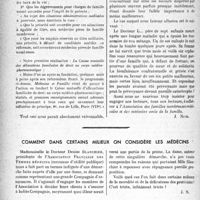 0661 - Page 654 - Propos du jour. L'entr’aide aux familles médicales nombreuses [J. Noir] / Comment dans certains milieux on considère les médecins