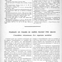0669 - Page 662 - Partie scientifique. Travaux originaux. Quelques données récentes sur la chimiothérapie antistreptococcique, par le Docteur J. L'angle. Les mutilations volontaires, par P. Chavigny / Pourquoi les piqûres de guêpes peuvent être graves. L’inoculation intraveineuse d'un organisme sensibilisé