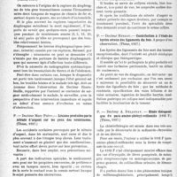 0681 - Page 674 - Partie scientifique. L’actualité scientifique. Les thèses. Estomac intrathoracique consécutif à une rupture ancienne du diaphragme, Docteur P. Macron, (Thèse, 1937) / Lésions produites par le nitrate d’argent sur les yeux des nourrissons, Docteur Marc Piétu, (Thèse, 1937) / Contribution à l’étude des kystes séreux des ligaments du foie, A propos d’une observation, Docteur Herrou, (Thèse, 1937) / Étude thérapeutique du para-amino-phényl-sulfamide, Docteur A. Delaunay, (Thèse, 1937)