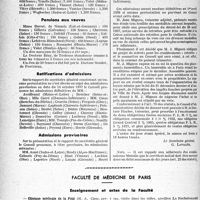 0697 - Page 690 - Partie professionnelle, Hygiène, Assistance, Mutualité, Intérêts corporatifs, Variétés. L’actualité professionnelle. Mutualité familiale. Réunion du Conseil d’administration du 27 janvier 1938 / Faculté de médecine de Paris. Enseignement et actes de la Faculté