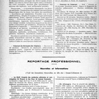 0699 - Page 692 - Partie professionnelle, Hygiène, Assistance, Mutualité, Intérêts corporatifs, Variétés. Hôpitaux de l’assistance publique de Paris. Enseignement, concours, avis divers / Reportage professionnel. Nouvelles et Informations. Le XLIIe Congrès des médecins aliénistes et neurologistes de France et des Pays de langue français / En Allemagne