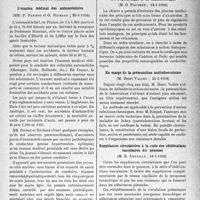 0742 - Page 735 - Partie scientifique. L’actualité scientifique. Les Sociétés Savantes. Paris. Académie de médecine. L’examen médical des automobilistes, (25-1-1938) / De l’opothérapie à la chimiothérapie, (18-1-1938) / En marge de la prémunition antituberculeuse, (25-1-1938) / Suppléances circulatoires à la suite des oblitérations vasculaires du poumon, (18-1-1938)