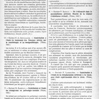 0748 - Page 741 - Partie scientifique. L’actualité scientifique. Les Thèses. Le rôle des affections gingivo-dentaires en pathologie cutanée, Travail du service de stomatologie de l’hôpital Saint-Louis, Dr J. Delibéros (Thèse 1937) / Contribution à l’étude du traitement des fibromes utérins par la curiethérapie et la roentgenthérapie, Docteur P. -A. Chevalier, (Thèse, 1937) / Contribution à l’étude des néologismes en pathologie mentale, Docteur R. Barbeau, (Thèse, 1937) / De l’efficacité dans le pneumothorax artificiel. Moyens de la réaliser (l’oléothorax irritatif), Docteur P. Babeau, (Thèse, 1937) / Contribution à l’étude de la réimplantation urétérale à la vessie, avec étude expérimentale chez le chien, Docteur P. Labregère, (Thèse, 1936)