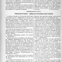0755 - Page 748 - Partie professionnelle, Hygiène, Assistance, Mutualité, Intérêts corporatifs, Variétés. Travaux originaux. La déclaration des causes des décès. Une nouvelle circulaire ministérielle, aussi illégale que la précédente [Dr Paul Boudin] / Prescriptions médico-pharmaceutiques [Docteur M. Serfaty]