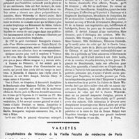 0764 - Page 757 - Partie professionnelle, Hygiène, Assistance, Mutualité, Intérêts corporatifs, Variétés. L'Actualité professionnelle. Revue bibliographique. Napoléon et l'Amour, par Octave Aubry, Edit. Deglaude, Paris [J. Noir] / Variétés. L'Amphithéâtre de Winslow à la Vieille Faculté de médecine de Paris [J. Noir]