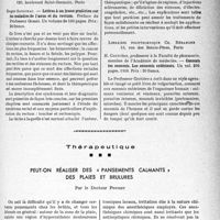 0816 - Page 809 - Partie scientifique. L’actualité scientifique. Les Livres. Lettres à un jeune praticien sur les maladies de l’anus et du rectum, par Roger Savignac, Masson et Cie, éditeurs, Paris / Connais tes ennemis. Les ennemis extérieurs, par H. Coutière, Librairie polytechnique Ch. Béranger, Paris / Thérapeutique. Peut-on réaliser des « pansements calmants » des plaies et brûlures, par le Docteur Pouget