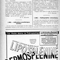 0837 - Page 830-LX - Correspondance. Application des tarifs d’honoraires. a) Accidents du Travail. Traitement et exploration radiologique n'entraînant pas la même réglementation pour prévenir la Compagnie / Infiltrations anesthésiques (Leriche) / Radiographies concomitantes