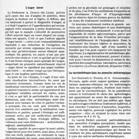 0878 - Page 933 - Partie scientifique. L'actualité scientifique. La Presse. L’angor latent [(Revue médicale français, janvier 1938)] / Traitement du diabète par une nouvelle combinaison d’insuline, la zinc-protamine-insuline [(La Presse Médicale, 26 janvier 1938)] / La vaccinothérapie dans les annexites métrorragiques [(Revue français de gynécologie, janvier 1938)]