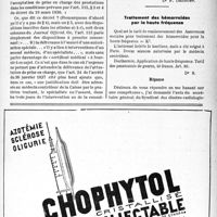 0898 - Page XXXIX-953 - Correspondance. Application des tarifs d'honoraires. a) Accidents du travail. L'attestation de prise en charge / Traitement des hémorroïdes par la haute fréquence