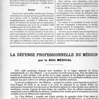 0903 - Page 958-XLIV - Correspondance. Accidents du travail et maladies professionnelles. Allocations complémentaires aux anciens accidentés du travail / La défense professionnelle du médecin, par le Sou Médical