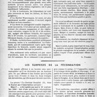 0929 - Page 866 - Partie scientifique. Travaux originaux. La clinique syphiligraphique au goût du jour. Un nouveau mode de traitement novarsenical massif. L’efficacité de l’instillation intraveineuse goutte à goutte, d’après MM. A. Tzanck. Duperrat et G. Lewi. Technique du goutte à goutte intraveineux. Ses résultats / Les surprises de la fécondation