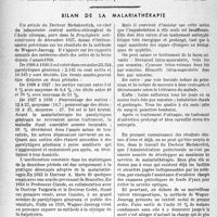 0931 - Page 868 - Partie scientifique. Travaux originaux. Contribution au traitement de certains cas de névrites rebelles du membre supérieur [Dr Bernard] / Bilan de la malarlathérapie [G. Lavalée]