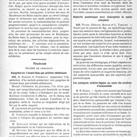 0937 - Page 874 - Partie scientifique. L’actualité scientifique. Les Sociétés Savantes. Paris. Société d’hydrologie et de climatologie médicales de Paris, 17 janvier 1938. Réveil ostéogénique par les eaux de Bourbonne-les-Bains dans un foyer de fracture du fémur ancien / Toulouse. Société de chirurgie. Gangrène de l’avant-bras par artérite oblitérante / Société de médecine. Fracture du coccyx / Néphrite azotémique avec chloropénie de nature complexe / Les autopsies médico-légales au cours des accidents d’automobile