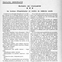 0940 - Page 877 - Partie professionnelle, Hygiène, Assistance, Mutualité, Intérêts corporatifs, Variétés. Travaux originaux. Bulletin de l’Actualité. Les barèmes d’hospitalisation en matière de médecine sociale [Dr Raphaël Massart]