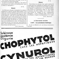 0962 - Page LXV-899 - A travers l’officiel. Application des tarifs d’honoraires. a) Pensionnés de guerre. Ionisation / b) Accidents du Travail. Pansement de deux doigts contigus / c) Assurances sociales. La commission technique