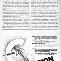 0974 - Page IX-965 - Dernières nouvelles. Ve Congrès de la Presse médicale latine / Société nationale d’acclimatation de France / Entr’aide des rhumatisants