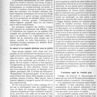 0997 - Page 986 - Partie scientifique. L'actualité scientifique. La Presse. Les prolapsus génitaux récidivés après opération [(Le Bulletin Médical, 29 janvier 1938)] / Le cancer et ses rapports généraux avec la syphilis [(Centre Médical, décembre 1937)] / Troubles nerveux post-traumatiques très tardifs [(Revue de Médecine, décembre 1937)] / L’occlusion aiguë de l’intestin grêle [(Bruxelles-Médical, 30 janvier 1938)]