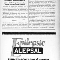 1034 - Page LXIX-1021 - Correspondance. Application des tarifs d’honoraires. b) Assurances sociales. Paracentèse du tympan avec anesthésie / Accidents du travail et maladies professionnelles. Maladies professionnelles causées par l’action des ciments