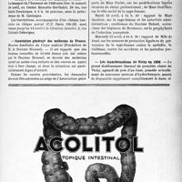 1040 - Page VII-1027 - Dernières nouvelles. Académie de médecine / Banquet de l’Internat des hôpitaux de Paris / Association générale des médecins de France / VIIIe Congrès international des accoucheuses / Les transformations de Vichy en 1938