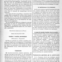 1065 - Page 1052 - Partie scientifique. L’actualité scientifique. Les sociétés Savantes. Paris. Société médicale des hôpitaux de Paris. Syndrome de vasodilatation hémicéphalique d’origine sympathique, (28-1-1938) / Société de médecine de Paris, Séance du 29 janvier 1938. Souliers à semelles pneumatiques / L’assécurose / Le barbiturisme et son traitement / A propos du membre-fantôme: chez les amputés / Traitement des septicémies par les autoséro-vaccins