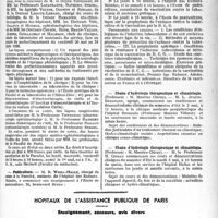1082 - Page 1069 - Partie professionnelle, Hygiène, Assistance, Mutualité, Intérêts corporatifs, Variétés. Faculté de médecine de Paris. Enseignement et acte de la Faculté / Hôpitaux de l’assistance publique de Paris. Enseignement, concours, avis divers