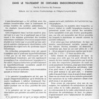 1118 - Page 1105 - Partie scientifique. Travaux originaux. Endocrinologie. Tentative d'utilisation d’une auto-sérothérapie rationnelle dans le traitement de certaines endocrinopathies, par M. le Docteur M. Ferrier