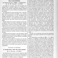 1128 - Page 1115 - Partie scientifique. L’actualité scientifique. Les Sociétés Savantes. Paris. Académie de Médecine. Sérum antiscorpionique, (1-3-1938) / Académie de chirurgie. La thyroïdectomie totale doit rester proscrite, (2-2-1938)