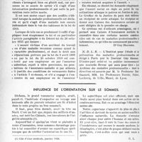 1145 - Page 1132 - Partie professionnelle, Hygiène, Assistance, Mutualité, Intérêts corporatifs, Variétés. Travaux originaux. Maladies professionnelles et assurances sociales / Influence de l'orientation sur le sommeil