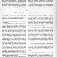 1190 - Page 1177 - Partie scientifique. Travaux originaux. La clinique au goût du jour. La tuberculose doit être dépistée dès son début, et surtout chez l’enfant car son stade initial est essentiellement son stade de curabilité, d’après les Professeurs R. Debré et M. Lelong. Comment la dépister d’une manière précoce / Le traitement de la lésion initiale [G. Fischer]