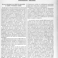 1260 - Page 1247 - Partie professionnelle, Hygiène, Assistance, Mutualité, Intérêts corporatifs, Variétés. L’actualité professionnelle. Informations officielles. Vers une restriction de la liberté de prescription en matière d’Assurances sociales