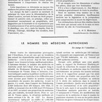 1265 - Page 1252 - Partie professionnelle, Hygiène, Assistance, Mutualité, Intérêts corporatifs, Variétés. L’actualité professionnelle. Patente des médecins. En application des lois nouvelles / Le nombre des médecins Autrichiens