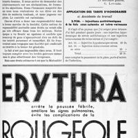 1272 - Page LV-1259 - Correspondance. Mutualité familiale... et confiante [G. Lavalée] / Application des tarifs d'honoraires. a) Accidents du travail. Injections antitétaniques à la fois sous cutanée et intra-veineuse