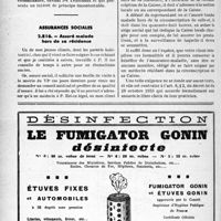 1279 - Page 1266-LXII - Correspondance. Accidents du travail. Accident de travail causé par un tiers. Soins en clinique. Droit pour le médecin de réclamer des honoraires / Assurances sociales. Assuré malade Hors de sa résidence