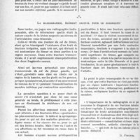 1307 - Page 1294 - Partie scientifique. Travaux originaux. La clinique au goût du jour. Des douleurs rurales et sclatiques avec marche possible ? non ; une fracture du col fémoral, latente depuis deux mois chez un adulte, d’après le Docteur L. Ramond. Cependant à l’accident initial ; ni chute, ni choc ; une torsion forcée du tronc / La radiographie, élément capital pour le diagnostic [G. Fischer]