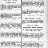 1310 - Page 1297 - Partie scientifique. L'actualité scientifique. Les Sociétés Savantes. Paris. Académie de médecine. Comment enrayer la dénatalité, 15-3-1938 / Action des hydrolysats musculaires sur les tumeurs, 8-3-1938 / Action des différentes radiations ultra-violettes sur l’oeil, 15-3-1938 / Académie de chirurgie. Occlusion intestinale aiguë après ligamentopexie, 2-2-1938