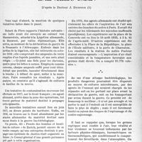 1322 - Page 1309 - Partie professionnelle, Hygiène, Assistance, Mutualité, Intérêts corporatifs, Variétés. Travaux originaux. Dans quelle mesure une guerre bactériologique est-elle possible et efficace ?, d’après le Docteur J. Duffour