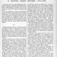 1412 - Page 1399 - Propos du jour. Les grands médecins méconnus : le Docteur Joseph Récamier (1774-1852) [J. Noir]