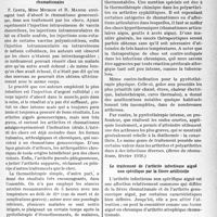 1426 - Page 1413 - Partie scientifique. L'actualité scientifique. La Presse. Remarques sur la pyrétothérapie des affections rhumatismales [(Revue du rhumatisme, février 1938)] / Le traitement de l’arthrite infectieuse aiguë non spécifique par la fièvre artificielle [(Revue du Rhumatisme, février 1938)]