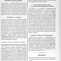 1430 - Page 1417 - Partie scientifique. L'actualité scientifique. Les Sociétés Savantes. Paris. Société des chirurgiens de Paris, Séance du 21 janvier 1938, Séance solennelle annuelle. Eloge de Victor Pauchet / Présentation de films de technique / Syropathome de l’estomac / Société de médecine militaire français. Kyste hydatique du foie rompu dans les voies billaires / Septicémie à staphylocoques / Otites provoquées dans un but de simulation / Considérations pratiques à propos de la primo-infection tuberculeuse de l’adulte / Néphrite à la suite d’une vaccination triple / Montpellier. Société des sciences médicales et biologiques de Montpellier et du Languedoc méditerranéen. Méningo-radiculo-névrite mélitococcique ayant débuté par une paralysie du grand dentelé