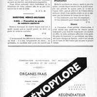 1457 - Page 1444-LXIV - Correspondance. Fiscalité. La patente est due pour l'année entière par le médecin qui exerce le 1er janvier / Questions médico-militaires. Promotion au grade de médecin-capitaine / Allocations touchées par les médecins de réserve au cours des périodes d'instruction