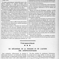 1500 - Page 1487 - Partie scientifique. L'actualité scientifique. Les Thèses. État actuel de la thérapeutique iodée dans les cardiopathies rhumatismales, Dr E. Calvet (Thèse, 1938) / Thérapeutique. Du mécanisme de la douleur et de l’action des antiphlogistiques [J. Vergennes]