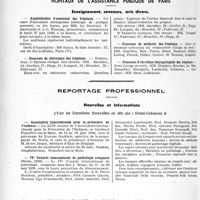1519 - Page 1506 - Partie professionnelle, Hygiène, Assistance, Mutualité, Intérêts corporatifs, Variétés. Faculté de médecine de Paris. Enseignement et actes de la Faculté / Hôpitaux de l’assistance publique de Paris. Enseignement, concours, avis divers / Reportage professionnel. Nouvelles et Informations. Association internationale pour la protection de l’enfance / IVe Congrès international de pathologie comparée