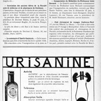 1594 - Page IX-1581 - Dernières nouvelles. Xe Congrès de la F. E. A. T. M / Association des anciens élèves de la Faculté mixte de médecine et de pharmacie de Bordeaux / Le centenaire d’Itard à Cauterets / Inauguration du Médaillon du Professeur Léon Bernard / Club chirurgical de voyages Ambroise-Paré