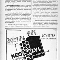 1595 - Page 1582-X - Dernières nouvelles. Club chirurgical de voyages Ambroise-Paré / Paris / Société d’anthropologie de Paris / Exposition des artistes du 19e arrondissement / Union des médecins mutilés de guerre / Réunions médico-chirurgicales de morphologie